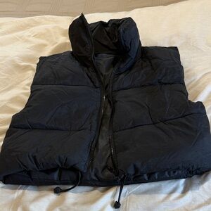 Cropped Black Puffer Vest